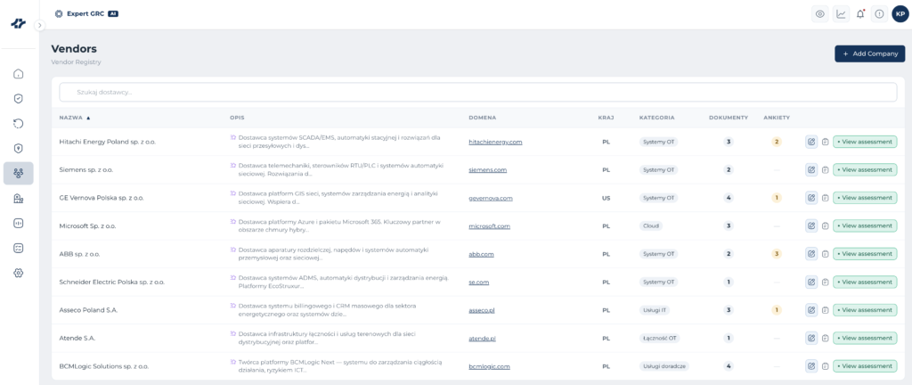 BCMLogic Next vendor registry